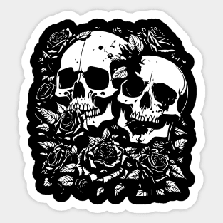 skulls and roses Sticker